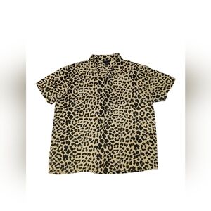 Forever 21 Men's Yellow Cheetah/Leopard Print Button-Up Festival Shirt - Sz L